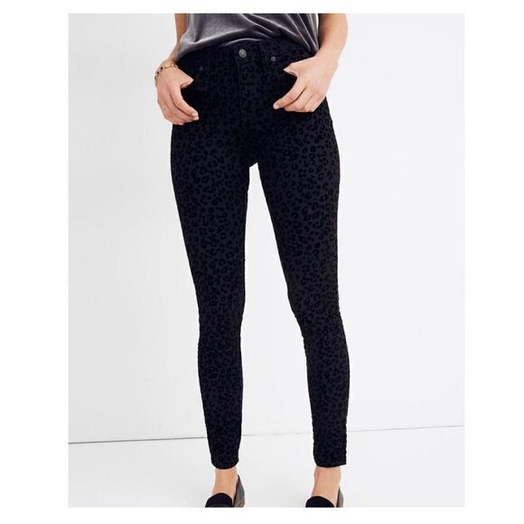 NWT Madewell Flocked Leopard Skinny Jeans U1D122 - Picture 1 of 11